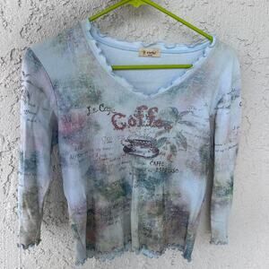 Y2k coffee print top